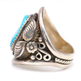 Vintage Sterling Turquoise Feather Ring 7.75