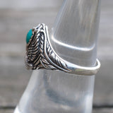 Vintage Sterling Turquoise and Coral Eagle Ring 6.75