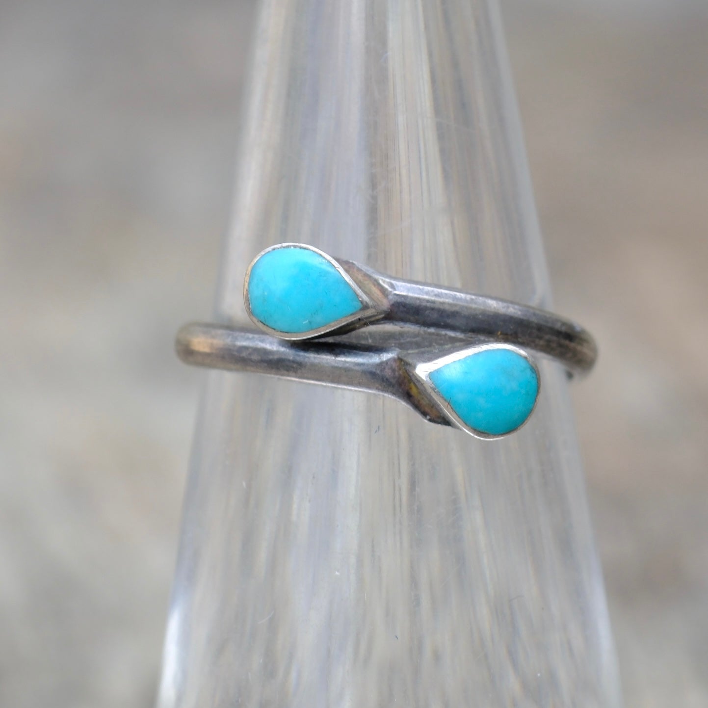 Vintage Sterling Turquoise Overpass Ring 5