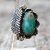 Vintage Sterling Turquoise Feather Ring 6.5