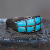 Vintage Sterling Turquoise Inlay Band 7