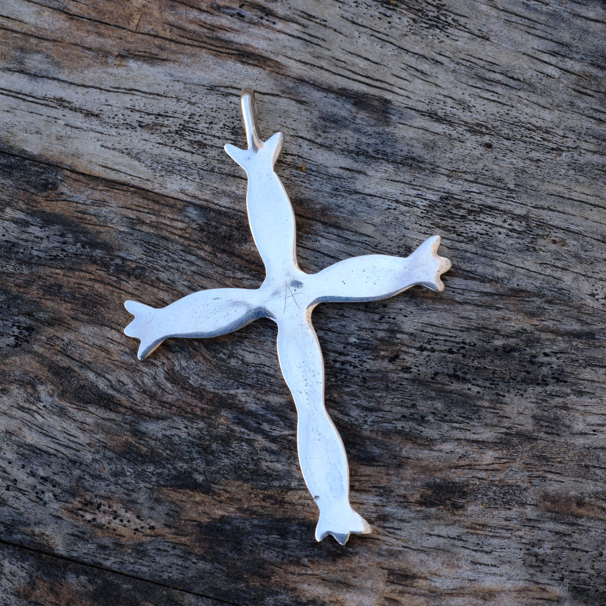 Vintage Sterling Silver Sand Cast Cross Pendant