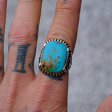 Vintage Sterling Turquoise Horseshoe Ring 9.25
