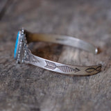 Vintage Sterling Turquoise Thunderbird Cuff Bracelet 6"