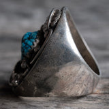 Vintage Sterling Turquoise Feather Ring 8