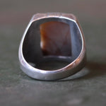 Vintage Sterling Agate Mid Century Signet Ring 14.75