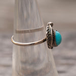 Vintage Sterling Turquoise Feather Ring 5