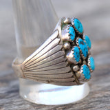Vintage Sterling Chunky Turquoise Cluster Ring 13