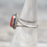 Vintage Sterling Coral Roper Ring 5