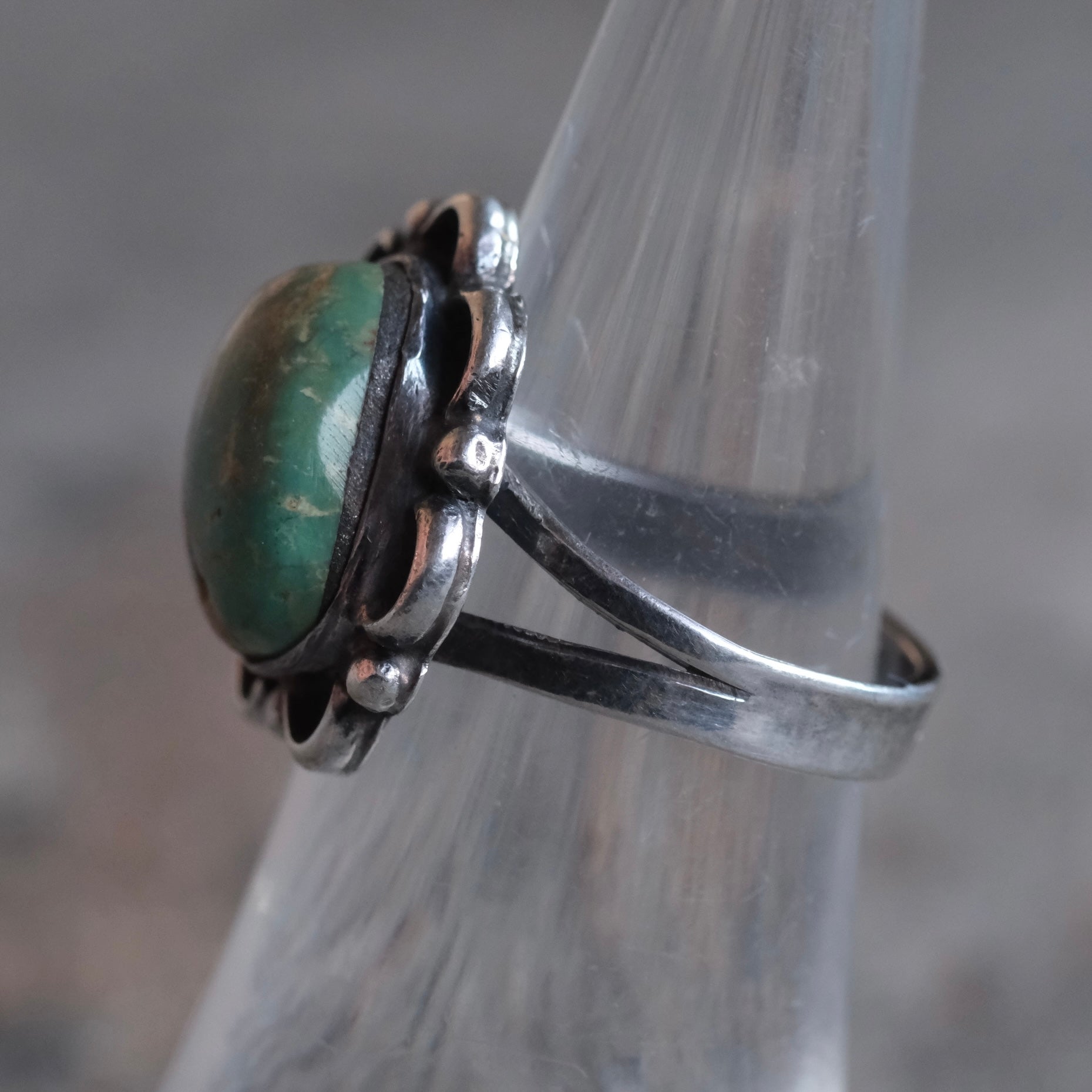 Vintage Sterling Turquoise Floret Ring 6.5