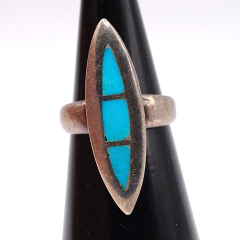 Vintage Sterling Turquoise Inlay Ring 5