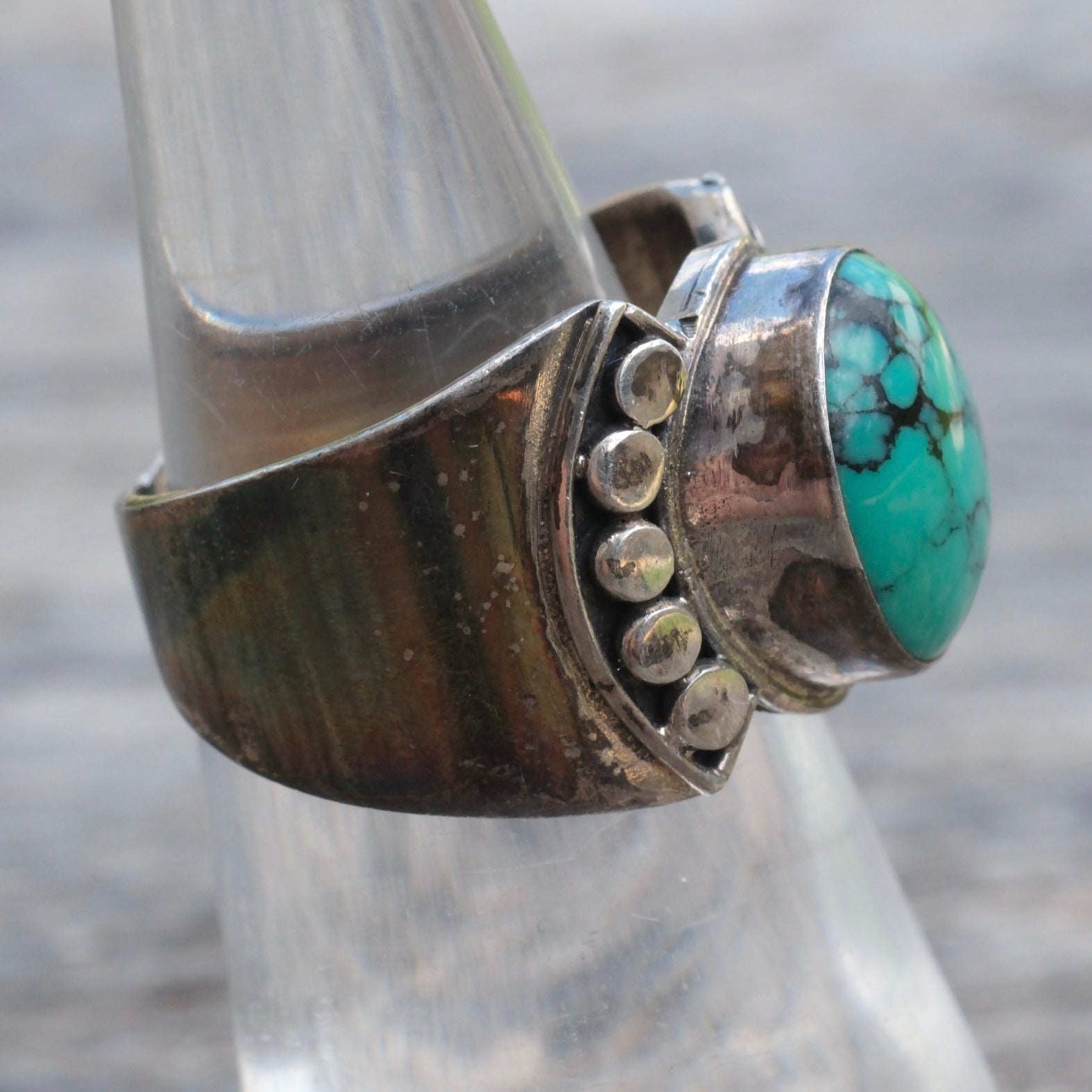 Vintage Sterling Turquoise Ring 6.5