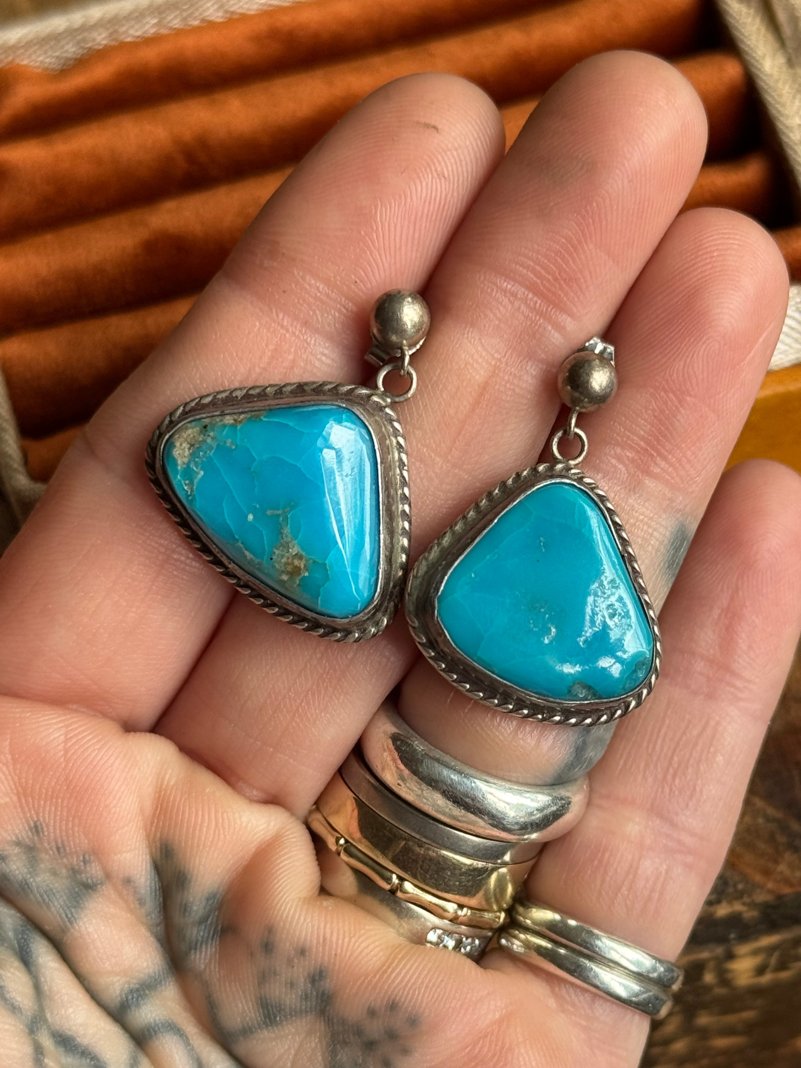 Vintage Sterling Silver Turquoise Earrings