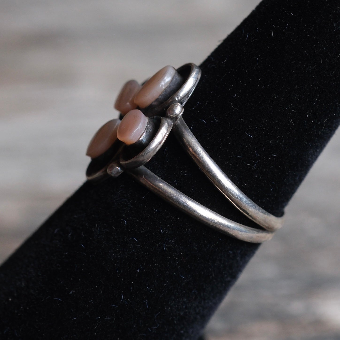 Vintage Sterling Mother Of Pearl Cluster Ring 5.75