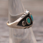 Vintage Sterling Turquoise Inlay Band 5.25