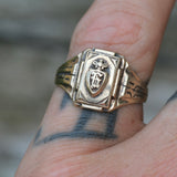 Vintage Sterling 1939 H Signet Ring 6.5
