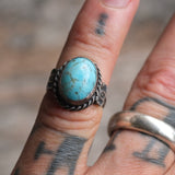 Vintage Sterling Turquoise Ring 4.5