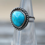 Vintage Sterling Turquoise Roper Ring 3.25