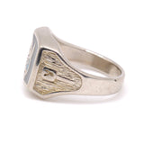 Vintage White Bronze Playboy Signet Ring 6.5