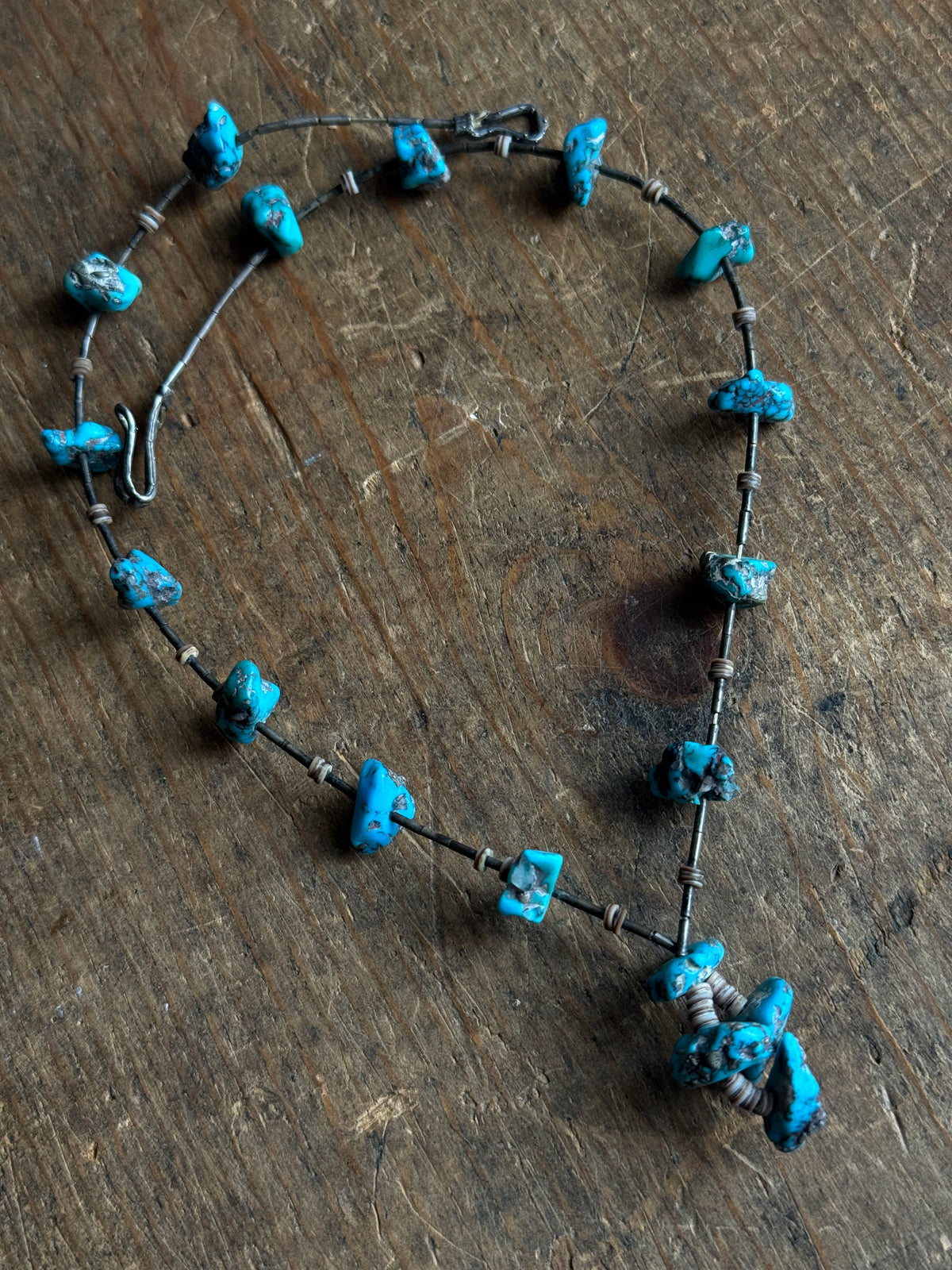 Vintage Sterling Silver Chunky Raw Turquoise Necklace