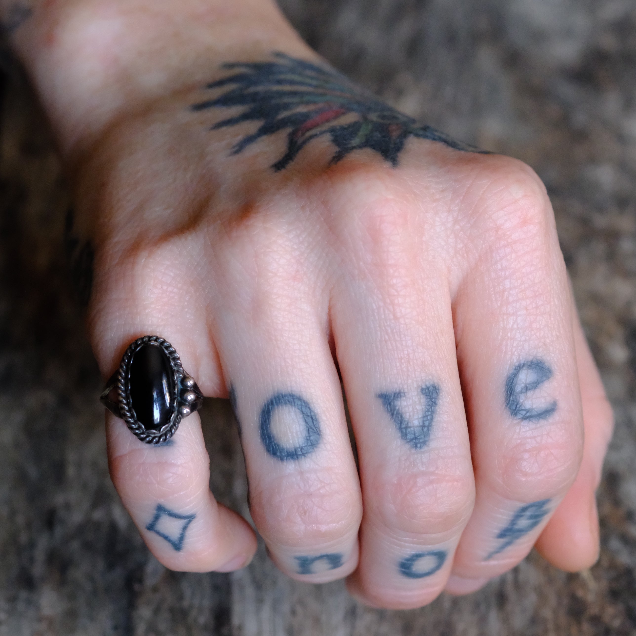Vintage Sterling Onyx Roper Ring 3.25