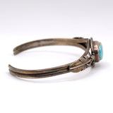 Vintage Sterling Turquoise Feather Cuff Bracelet