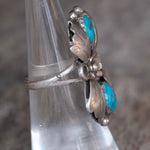 Vintage Sterling 2-Stone Turquoise Blossom Ring 5