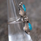 Vintage Sterling 2-Stone Turquoise Blossom Ring 5