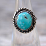 Vintage Sterling Turquoise Roper Ring 4