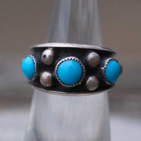 Vintage Sterling 3-Stone Turquoise Ring 5