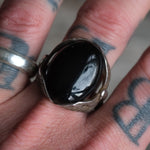 Vintage Sterling Onyx Eagle Ring 12