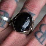 Vintage Sterling Onyx Eagle Ring 12