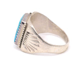 Vintage Sterling Turquoise Stamped Band Ring 9.25