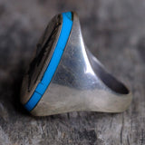 Vintage Sterling Inlaid Eagle Ring 10