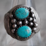 Vintage Sterling 2-Stone Turquoise Ring 9.25