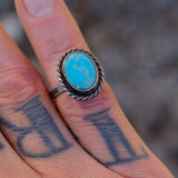 Vintage Sterling Turquoise Roper Ring 4