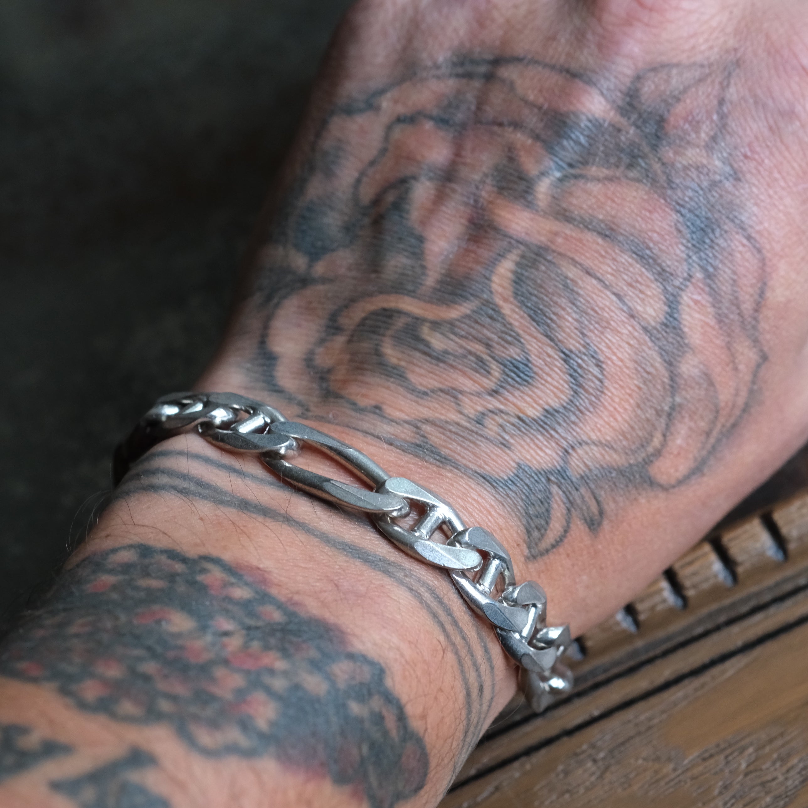 Vintage Sterling Silver Figaro Chain Bracelet