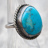 Vintage Sterling Turquoise Roped Ring 6