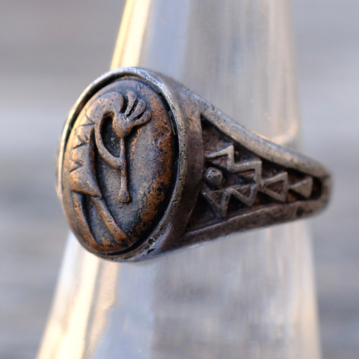 Vintage Sterling and Copper Kokopelli Ring 7
