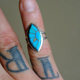 Vintage Sterling Turquoise Inlay Ring 3.75