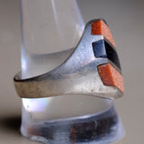 Vintage Sterling Goldstone Inlay Striper Ring 11.25