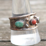 Vintage Sterling Turquoise and Coral Band 12