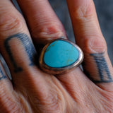 Vintage Sterling Compressed Turquoise Ring 8