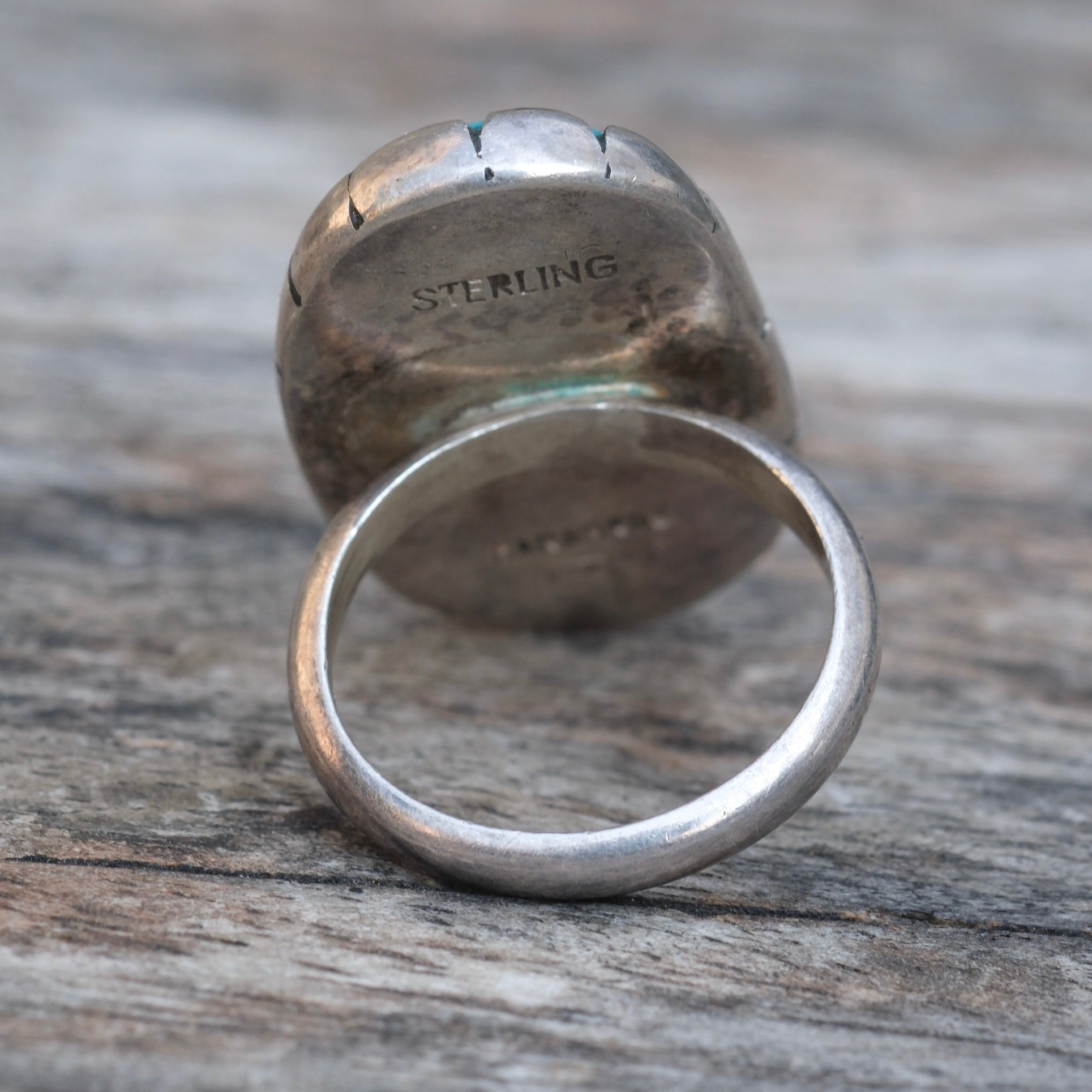 Vintage Sterling Turquoise Ring 6.75