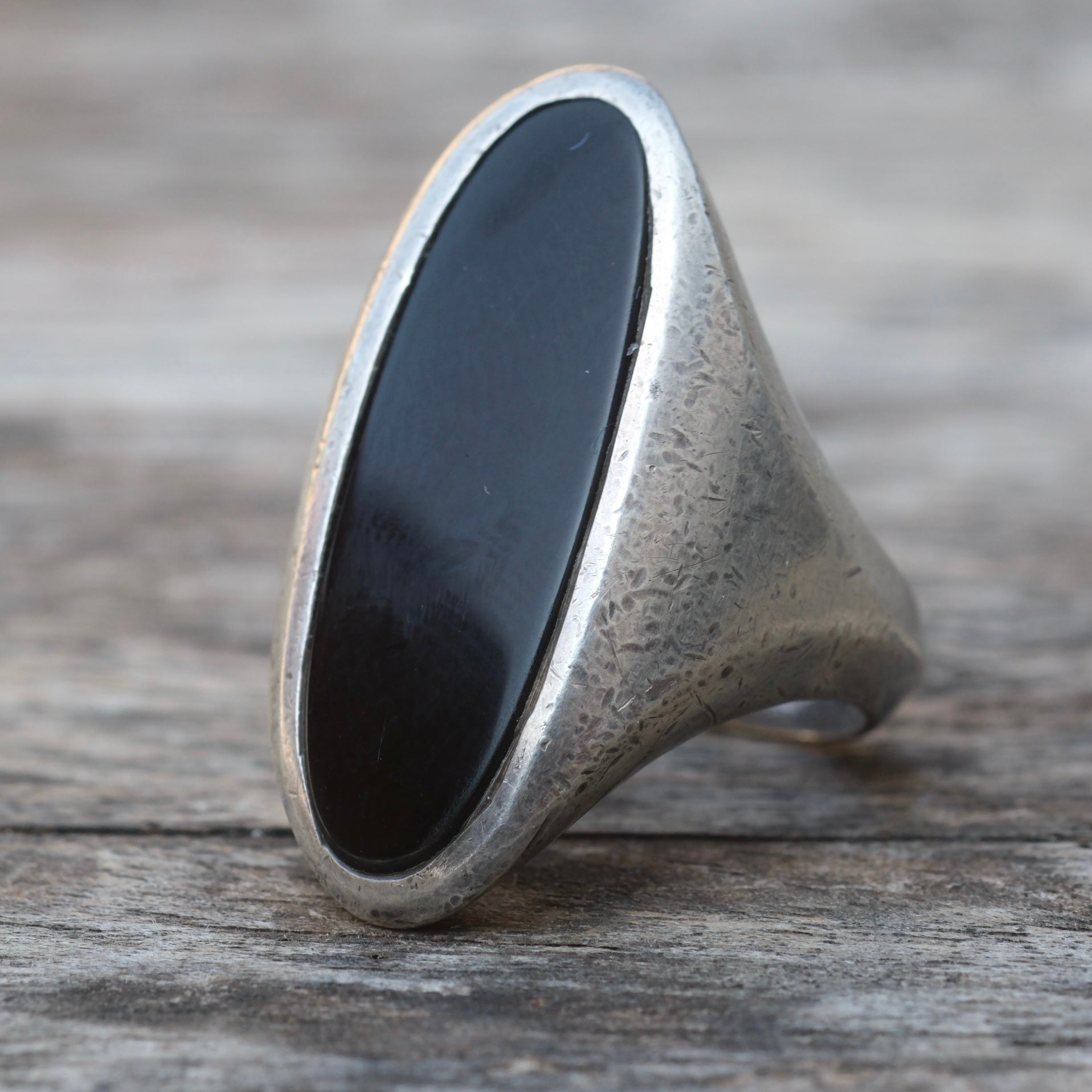 Vintage Sterling Onyx Ring 6