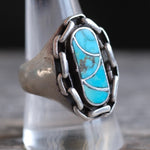 Vintage Sterling Turquoise Chain Ring 9.75