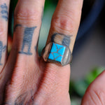 Vintage Sterling Turquoise Inlay Ring 10.75