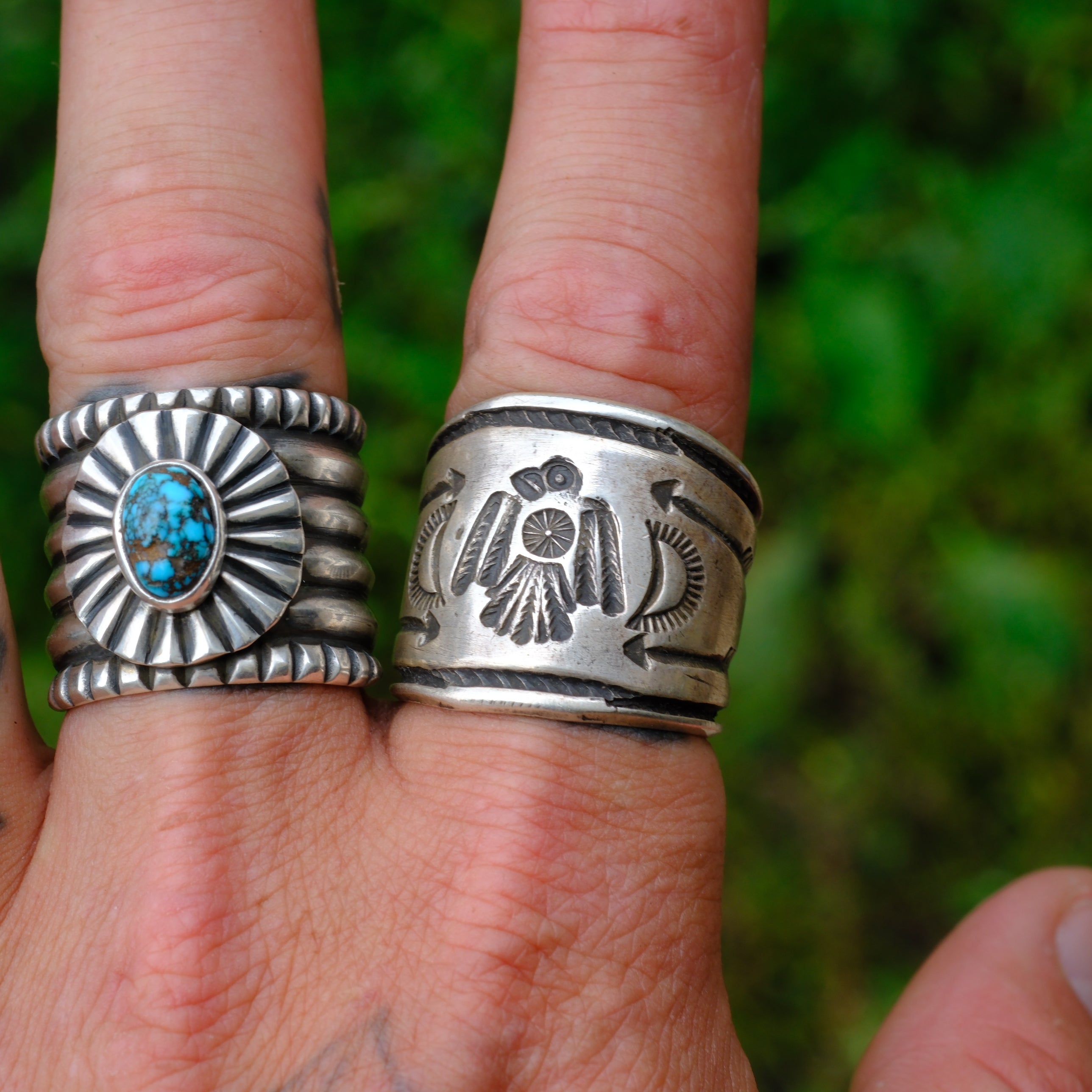 Heavy Ingot Stamped Thunderbird Cigar Band Ring 11