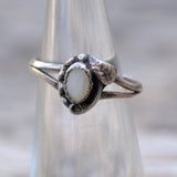 Vintage Sterling Mother Of Pearl Feather Ring 4.5