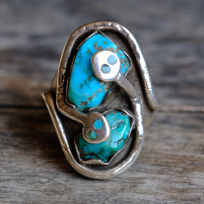 Vintage Sterling Effie C Zuni Snake Ring 10.25